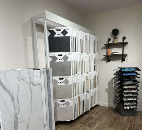 Large format tile sample wall display